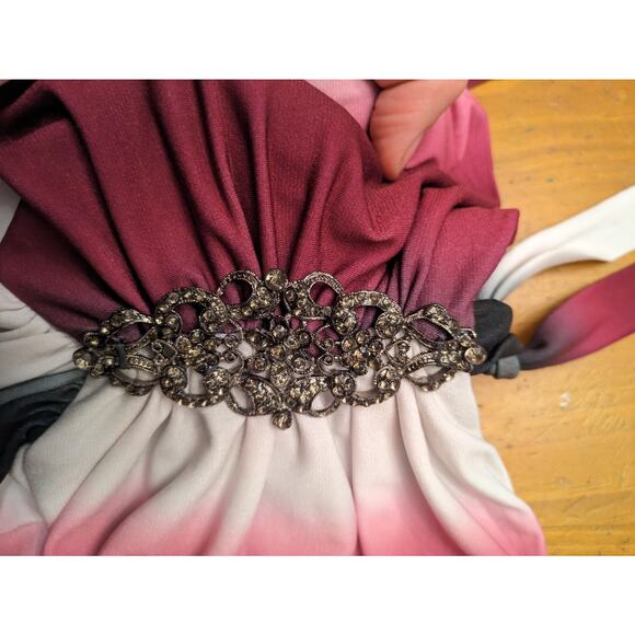 Vintage Y2K Going Out Halter Top Large Babydoll Ruche Bling Long Formal Coquette - Picture 8 of 12